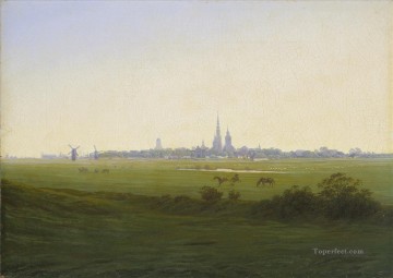  Caspar Oil Painting - Meadows Near Greifswald Romantic landscape Caspar David Friedrich